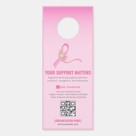 Borstkanker bewustzijn tweetalig lint QR-code Deurhanger