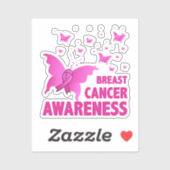 Borstkanker Bewustzijn Vlinders – Roze Lint Sticker (Vel)