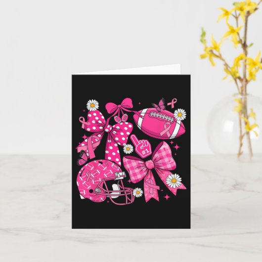 Borstkanker Bewustzijn Voetbal Coquette Bow Pink Kaart (Gele Bloem)