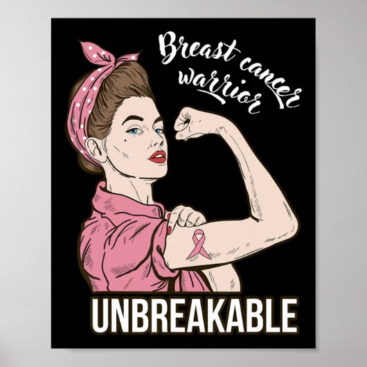 Borstkanker Bewustzijn voor haar krijger Onbreekba Poster (Voorkant)