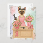 Borstkanker Bewustzijn voor kattenliefhebbers roze Briefkaart (Voorkant / Achterkant)