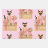 Borstkanker Bewustzijn voor kattenliefhebbers roze Inpakpapier Vel (Voorkant 3)