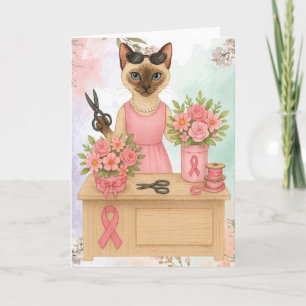 Borstkanker Bewustzijn voor kattenliefhebbers roze Kaart