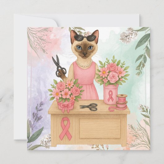 Borstkanker Bewustzijn voor kattenliefhebbers roze Kaart (Voorkant)