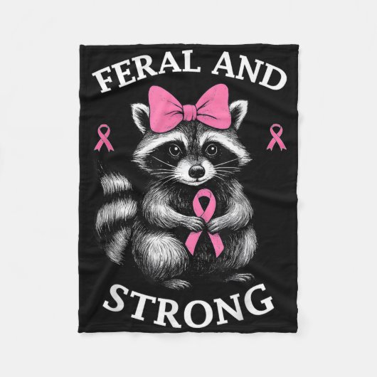 Borstkanker bewustzijn wasbeer wild en sterk fleece deken (Voorkant)
