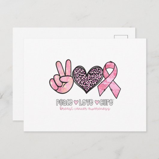 Borstkanker Bewustzijnd hart Harde luipaard Afdruk Aankondigingskaart (Voorkant / Achterkant)