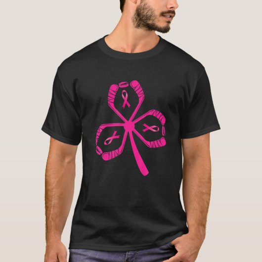 Borstkanker Bewustzijnd Roze Hockey Stick T-shirt (Voorkant)