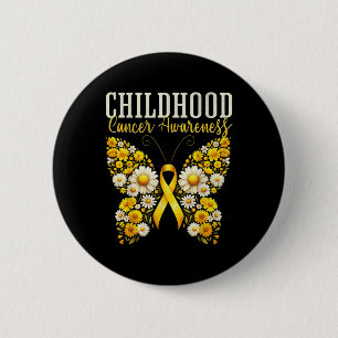 Borstkanker bij Kinderen Bewustzijn Gouden Vlinder Ronde Button 5,7 Cm