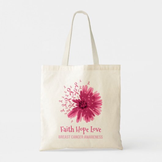 Borstkanker Bloem Faith Hope Breast Cancer Tote Bag (Achterkant)