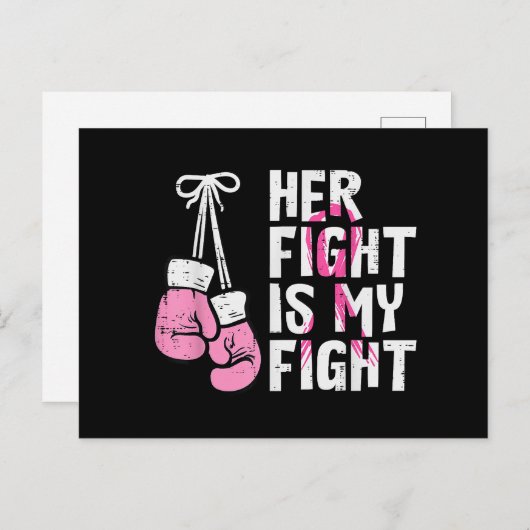 Borstkanker Bokshandschoenen Haar Vecht Mijn Vecht Briefkaart (Voorkant / Achterkant)