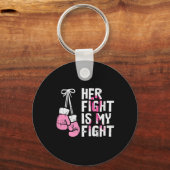 Borstkanker Bokshandschoenen Haar Vecht Mijn Vecht Sleutelhanger (Voorkant)
