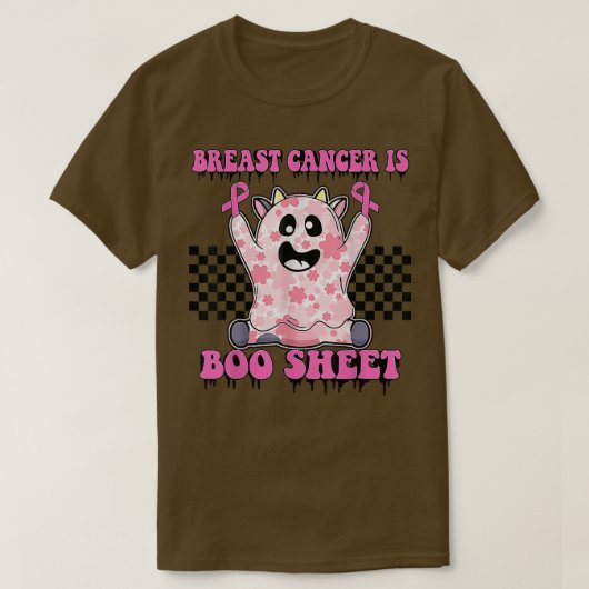 Borstkanker: Boo Sheet Retro Groovy Spooky Hal T-shirt (Design voorkant)