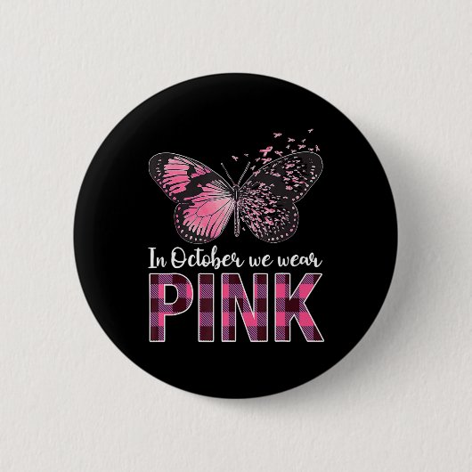 Borstkanker - Boterfly - in oktober Ronde Button 5,7 Cm (Voorkant)