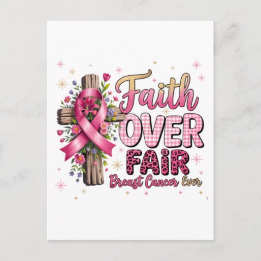 Borstkanker Bow 2025 T-shirt | Borstkanker AWA Briefkaart (Voorkant)