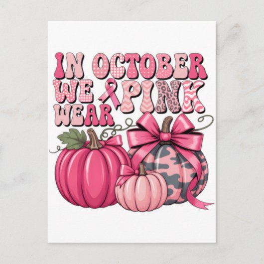 Borstkanker Bow 2025 T-shirt | Borstkanker AWA Briefkaart (Voorkant)