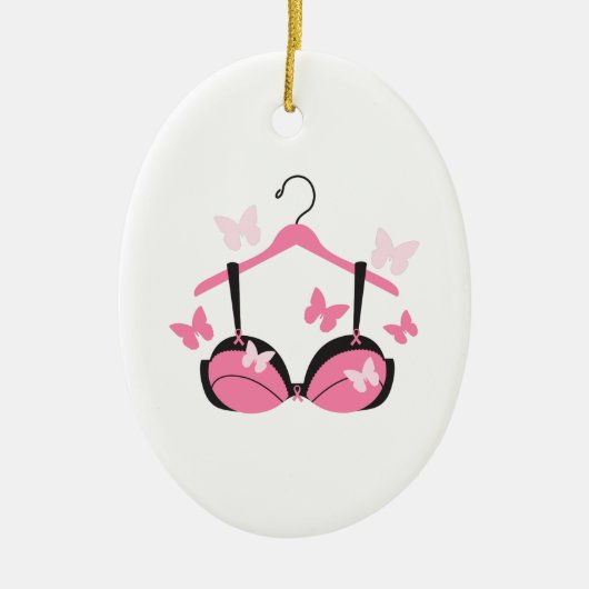Borstkanker Bra Keramisch Ornament (Voorkant)