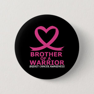 Borstkanker broer van een krijger roze hart rib ronde button 5,7 cm