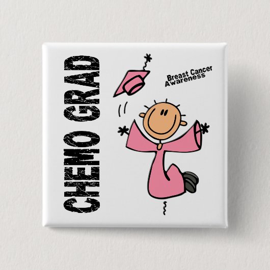 Borstkanker CHEMO AFSTUDEERDER 1 Vierkante Button 5,1 Cm (Voorkant)