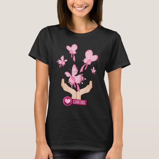 Borstkanker Cure Butterflies T-shirt (Voorkant)