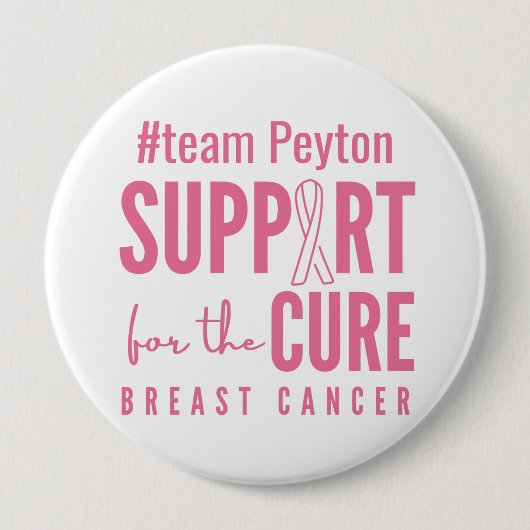 Borstkanker Custom #team Naam Ondersteuning Button (Voorkant)