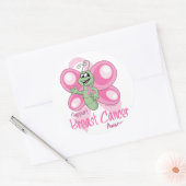 Borstkanker Cute Butterfly Ronde Sticker (Envelop)