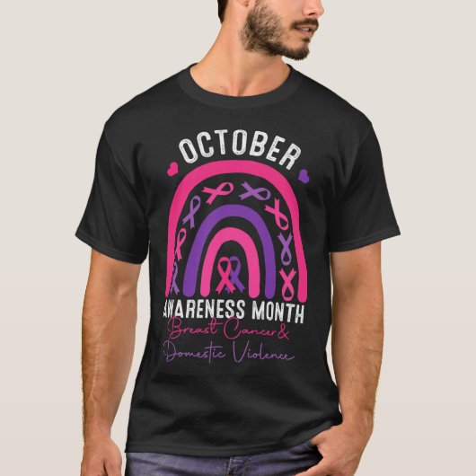 Borstkanker en bewustmaking van huiselijk geweld t-shirt (Voorkant)