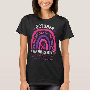 Borstkanker en bewustzijnsmaand huiselijk geweld t-shirt