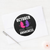 Borstkanker en het bewustzijn van huiselijk geweld ronde sticker (Envelop)