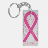 Borstkanker Engel Awareness Ribbon Sleutelhanger (Voorkant Links)