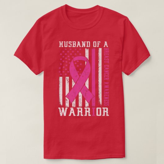 Borstkanker Ewareness Husband of Warrior Support T-shirt (Design voorkant)