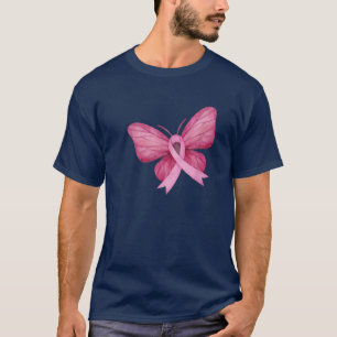Borstkanker Faith Awareness Pink Ribbon Butterfl T-shirt