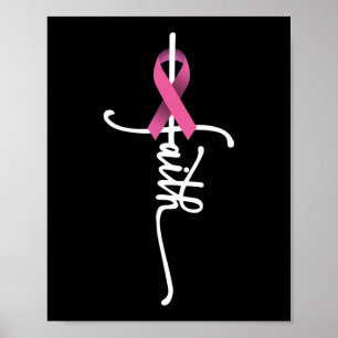Borstkanker Faith Breast Cancer Awareness Suppor Poster