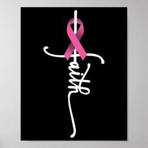 Borstkanker Faith Breast Cancer Awareness Suppor Poster