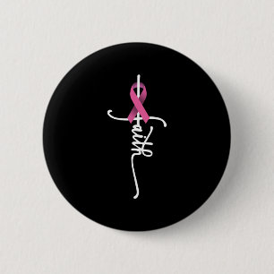 Borstkanker Faith Breast Cancer Awareness Suppor Ronde Button 5,7 Cm