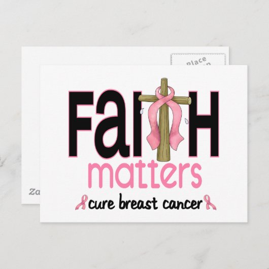 Borstkanker Faith Matters Cross 1 Briefkaart (Voorkant / Achterkant)
