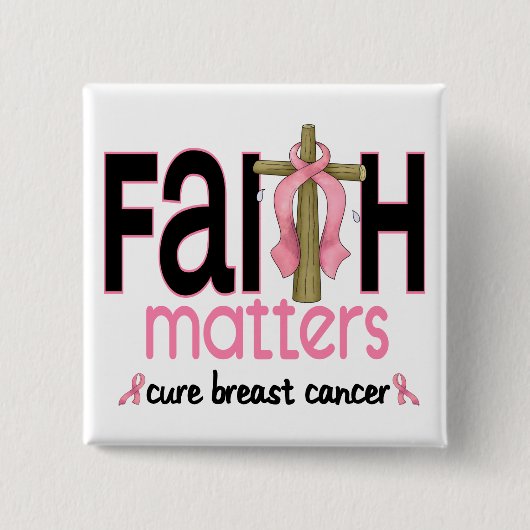 Borstkanker Faith Matters Cross 1 Vierkante Button 5,1 Cm (Voorkant)