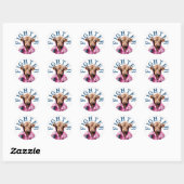 Borstkanker Fighter Blue-Koe Ronde Sticker (Vel)