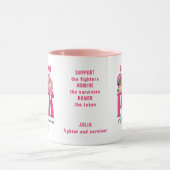 Borstkanker Fighter Football Hashtag Roze Lint Mok (Midden)