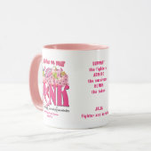 Borstkanker Fighter Football Hashtag Roze Lint Mok (Voorkant links)