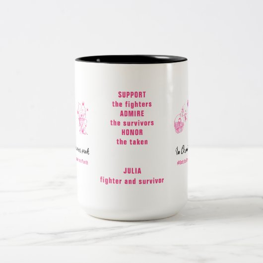 Borstkanker Fighter Pink Ribbon Inspirerend Tweekleurige Koffiemok (Center)