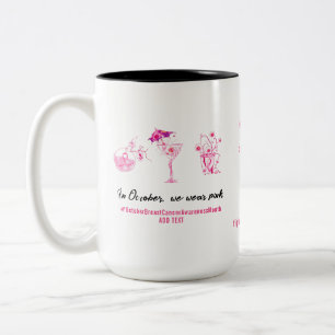 Borstkanker Fighter Pink Ribbon Inspirerend Tweekleurige Koffiemok