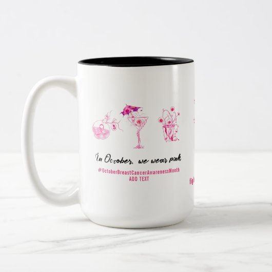Borstkanker Fighter Pink Ribbon Inspirerend Tweekleurige Koffiemok (Links)