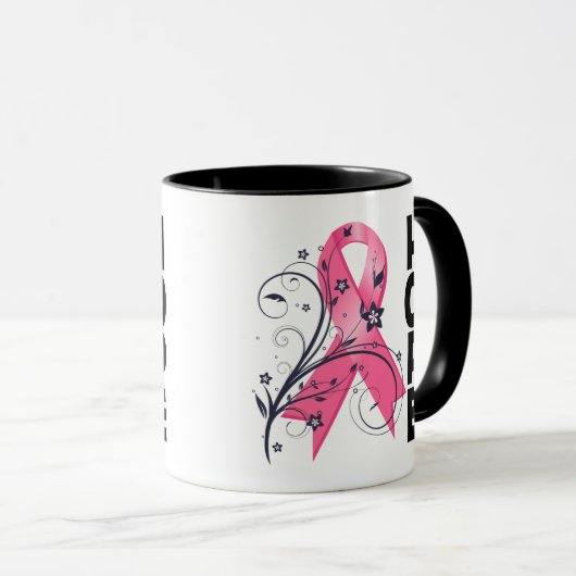 Borstkanker Floral Hope Ribbon Mok (Voorkant rechts)