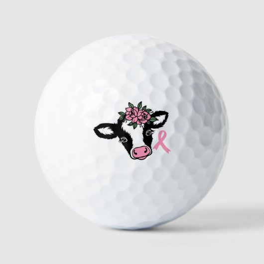 Borstkanker Floral Pink Heifer Koe Golfbal Golfballen (Voorkant)