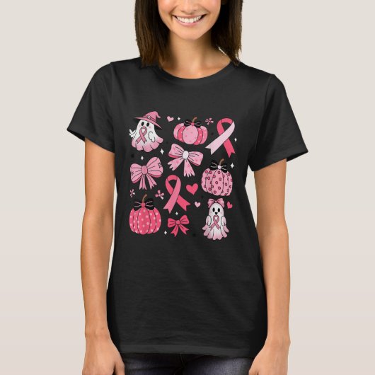 Borstkanker Ghost Coquette Bow Pink Pumpkin Hall T-shirt (Voorkant)