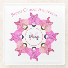 Borstkanker Glass Onderzetter - Personaliseer