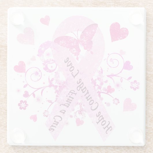 Borstkanker Glazen Onderzetter (Achterkant)