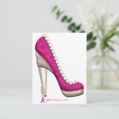 Borstkanker Glitter Pearl Pump Briefkaart (Staand voorkant)