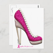 Borstkanker Glitter Pearl Pump Briefkaart (Voorkant / Achterkant)