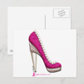 Borstkanker Glitter Pearl Pump Briefkaart (Voorkant / Achterkant)